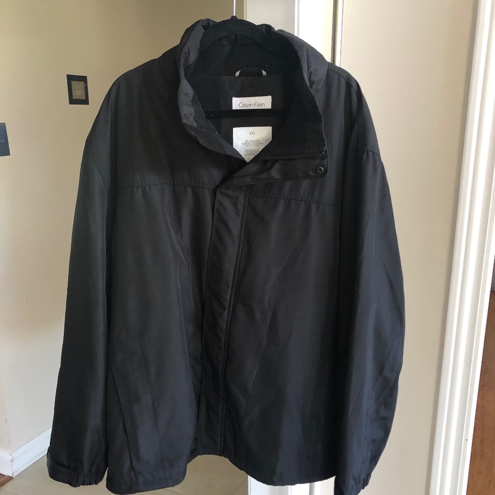 NWT Calvin Klein Men’s Black Jacket XXL Full Zip Lightweight Coat Windbreaker